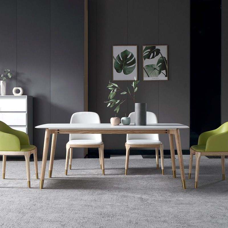 Rectangle Two-Color Dining Table Sintered Stone Table Luxury with 4 Legs