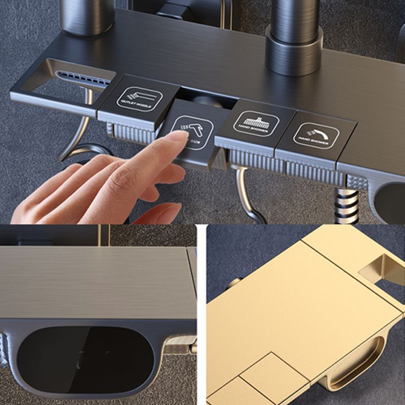 Grey Shower Set Shower Arm Wall Mounted Adjustable Spray Pattern Shower Hose Shower Set