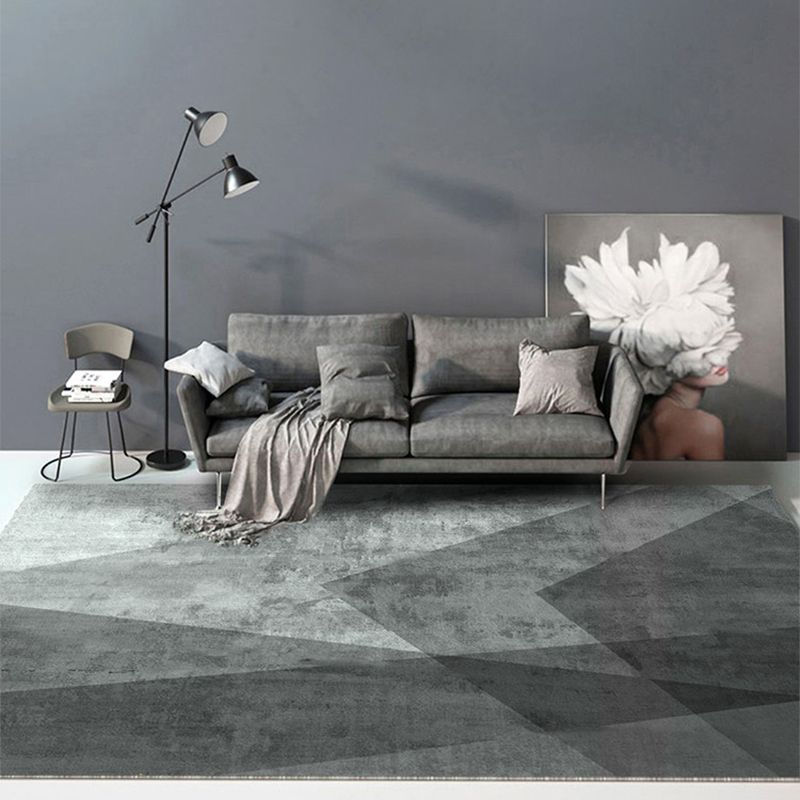 Nordischer Dekorationsteppich, mehrfarbiger geometrischer Druck, Innenteppich, Polyester, rutschfeste Rückseite, schmutzabweisender Flächenteppich