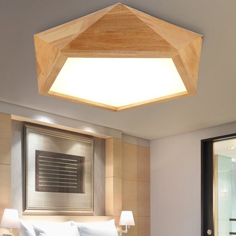 Plafonnier LED en acrylique de simplicité moderne, montage encastré géométrique en bois pour les espaces intérieurs