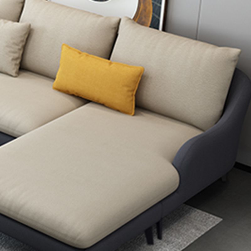 4-Seater L-Shape Sectional with Pillows Back and Slopped Arms