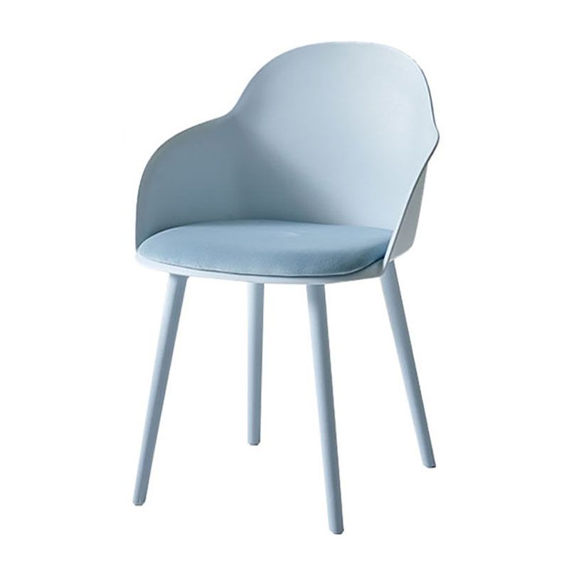 Sillas de comedor contemporáneas con respaldo sólido, sillas laterales con brazos y patas de plástico