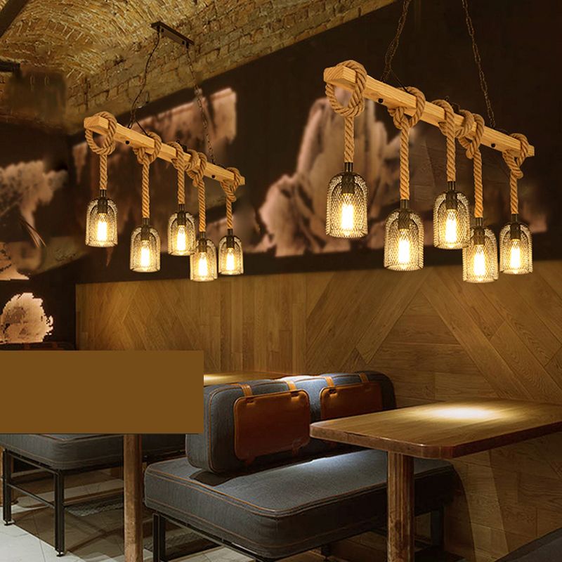 Luces de araña de la isla de cilindro accesorios de iluminación de araña de cuerda industrial para mesa de comedor