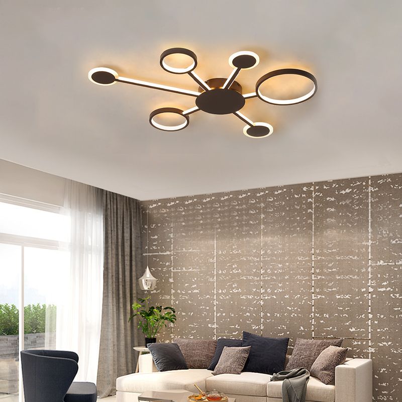 Acrílico Sputnik montaje empotrado modernista 4/5/6 luces café LED montaje empotrado lámpara en luz blanca/cálida