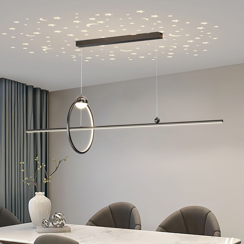 Modern Aluminum Chandelier Lamp Linear LED Island Pendant for Dining Room