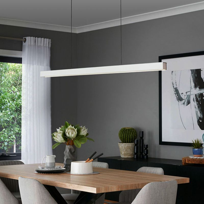 Modern Island Light Metal Straight Island Pendant in Black for Dining Room
