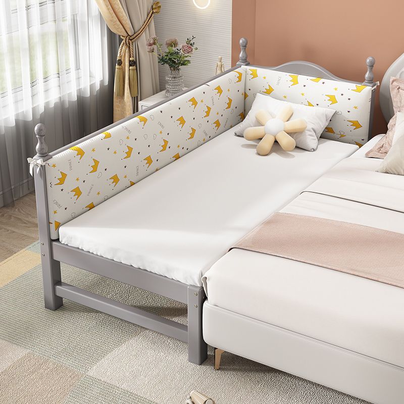 Scandinavian Washed Natural Baby Crib Solid Wood with Guardrail