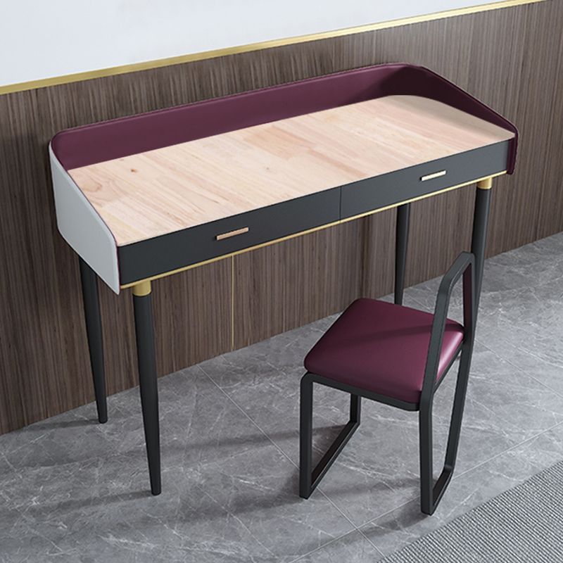 Solid Wood Vanity Luxurious Stone Top Dressing Table in Purple