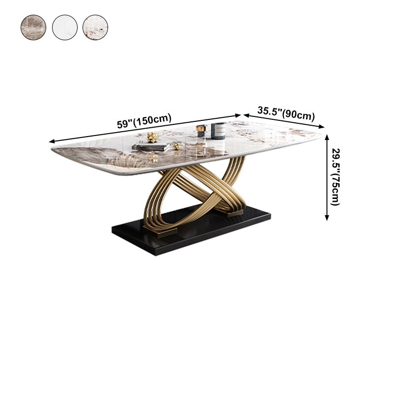 Mesa de comedor rectangular de lujo tradicional muebles de acero inoxidable para interiores