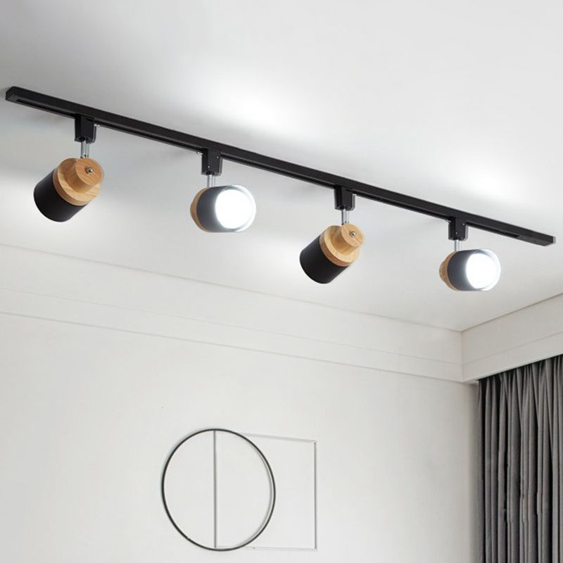 Projecteur encastré cylindrique nordique lampe de voie semi - encastrée pour chambre à coucher en métal, décoration en bois