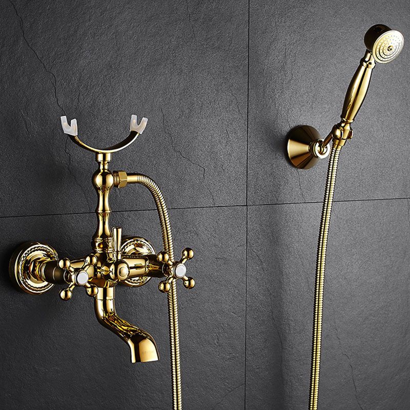 Traditional Style Tub Faucet Copper Wall-mounted Tub Faucet with Hand Shower