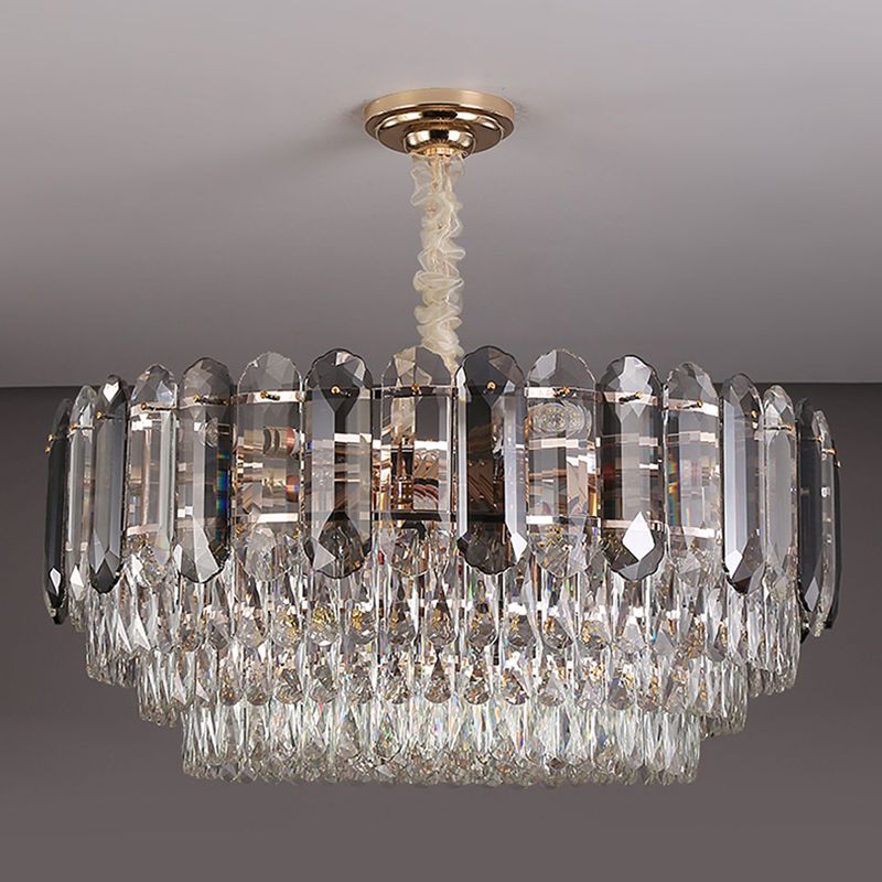 Lámpara de araña de cristal de lámparas de cristal de geometría de estilo contemporáneo en gris