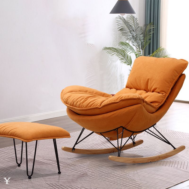 Modern Style Rocker Chair Metal Frame Spindle Cushions Rocker Chair with Ottoman