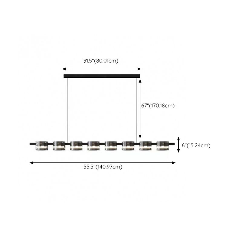 5/7/8/9-Light Modern Black Ceiling Light Glass LED Kitchen Island Lighting for Bedroom