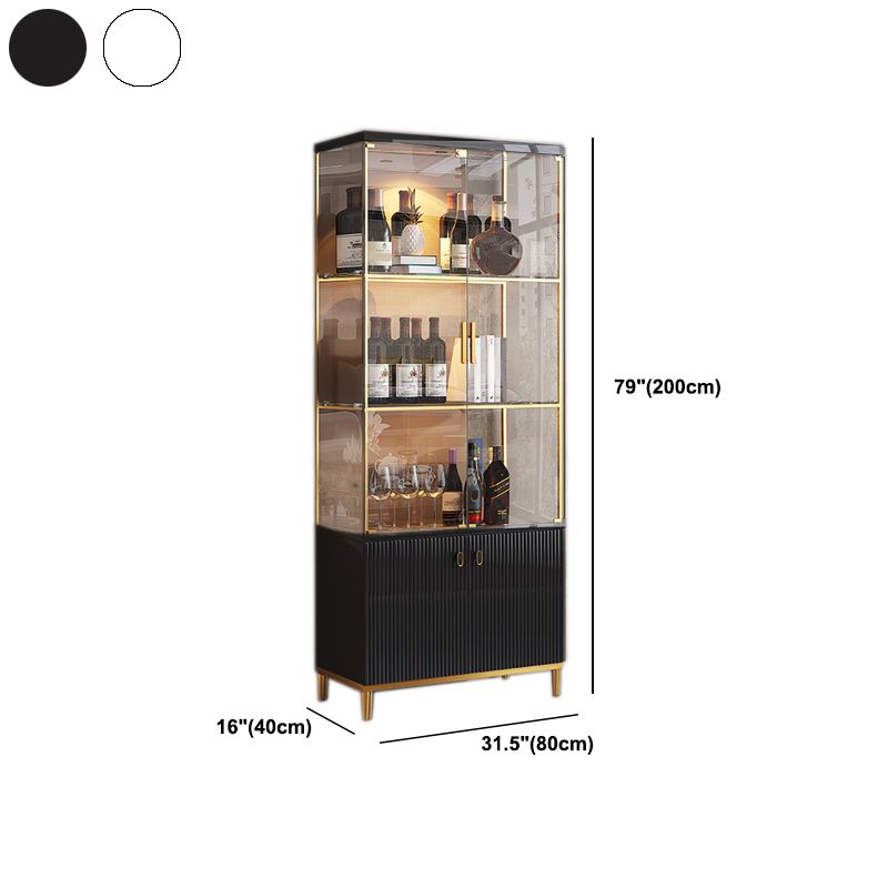 Luxury Stainless Steel Curio Cabinet Black/ White Display Stand with Glass Doors