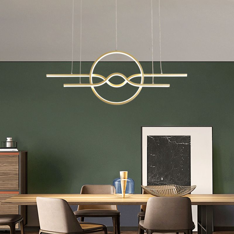 Idee di illuminazione dell'isola geometrica moderna lampadario metallo 3 luci del soffitto isola per sala da pranzo