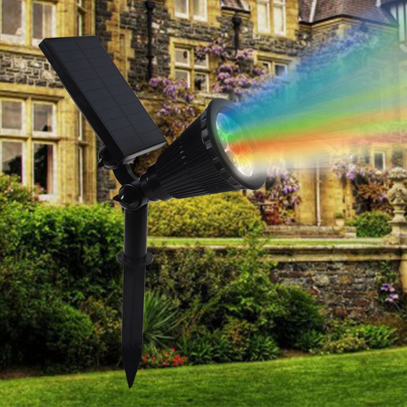 10 Pcs Conical Shape Courtyard LED Stake Spotlight Plastic Modern Solar Lawn Lighting in Black