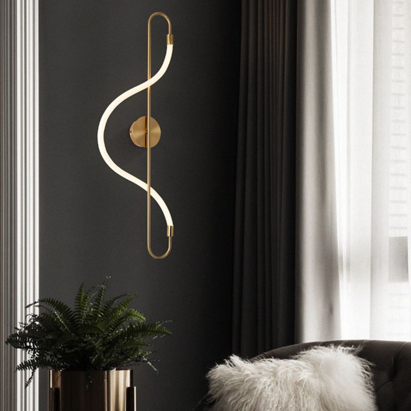 Modern Style Linear Wall Light Gold 1 Light LED Wall Sconce for Living Room