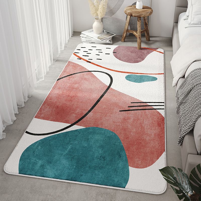 Stylish Modern Rug Contrast Color Polyester Area Rug Anti-Slip Easy Care Rug for Bedroom
