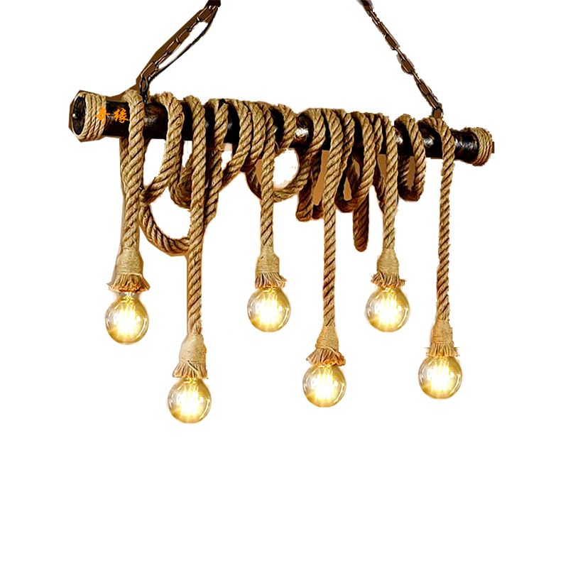 Stile industriale Linear Isola Luce corda il lampadario dell'illuminazione in beige