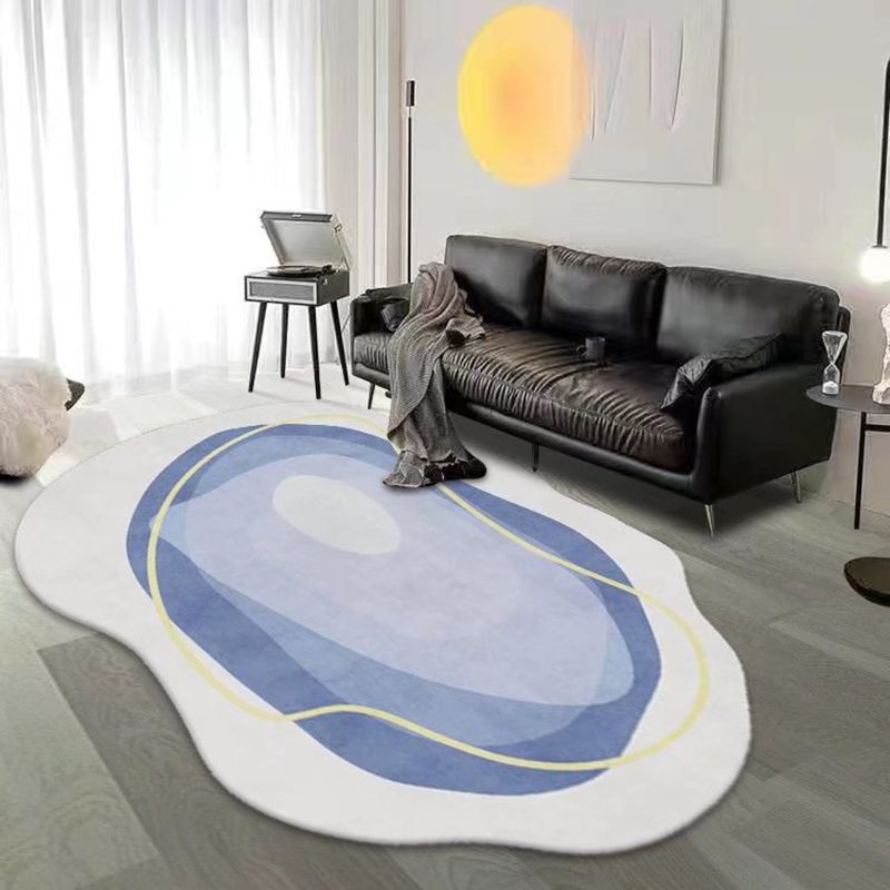 White Color Piece Rug Polyester Casual Rug Non-Slip Backing Rug for Living Room
