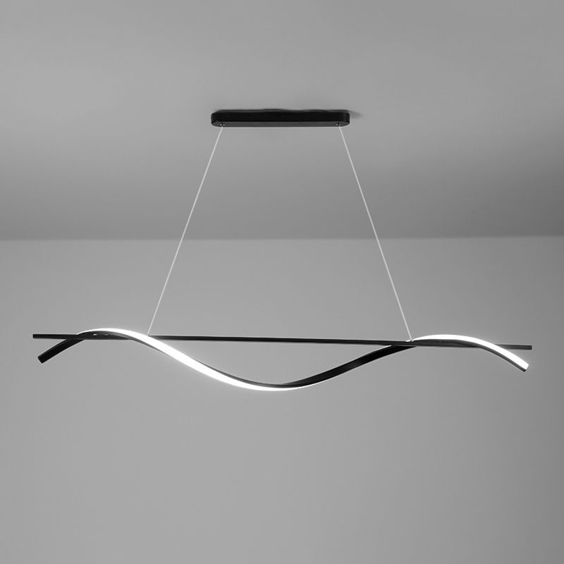 Lauteur de l'île LED de fer laqué dans le pendentif linéaire acrylique moderne de style concis moderne pour salle à manger