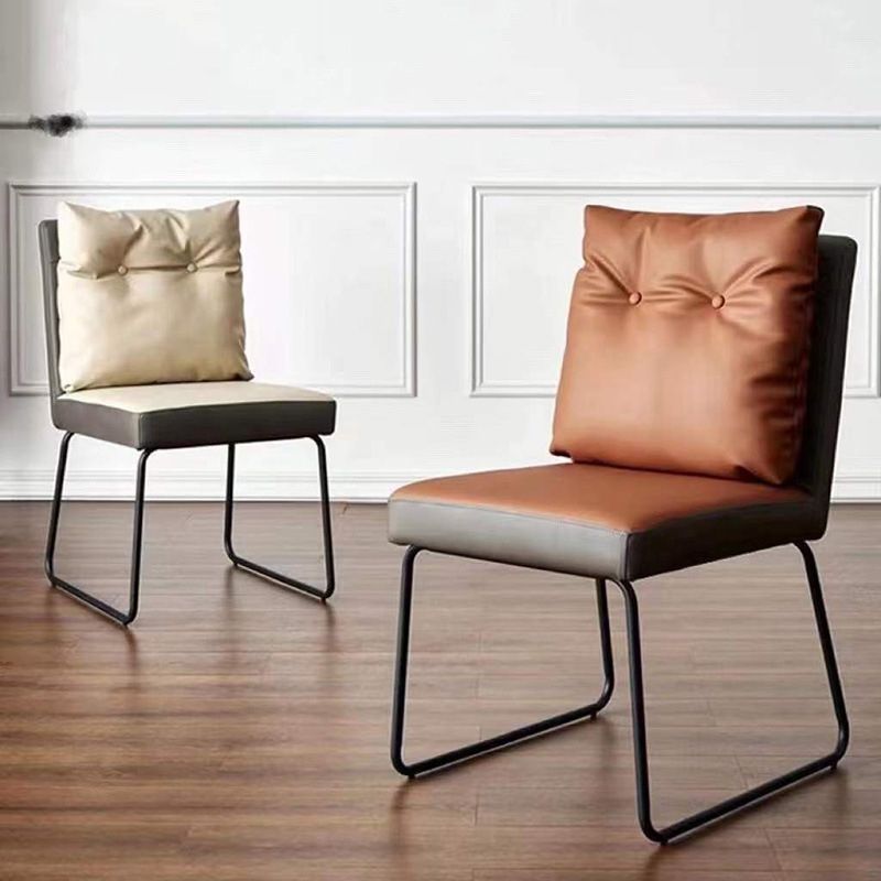 Ensemble de chaises contemporaines en métal, chaises d'appoint à dossier solide pour salle à manger (Ensemble de 2)