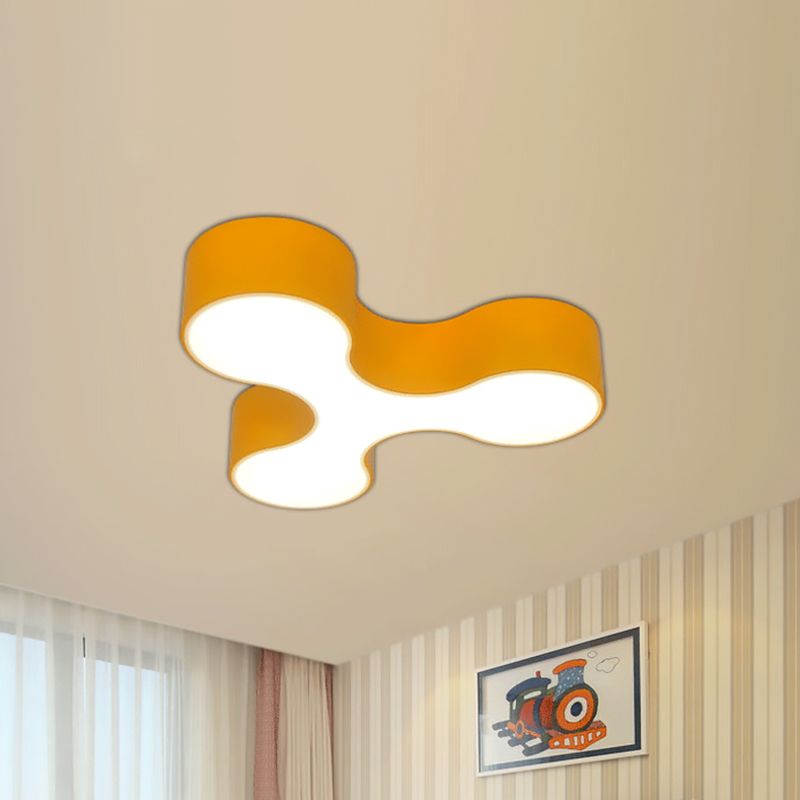 Nursery Room LED Flush Mount Lamp Macaroon White/Yellow/Blue Ceiling Light Fixture with Y-Shaped Acrylic Shade