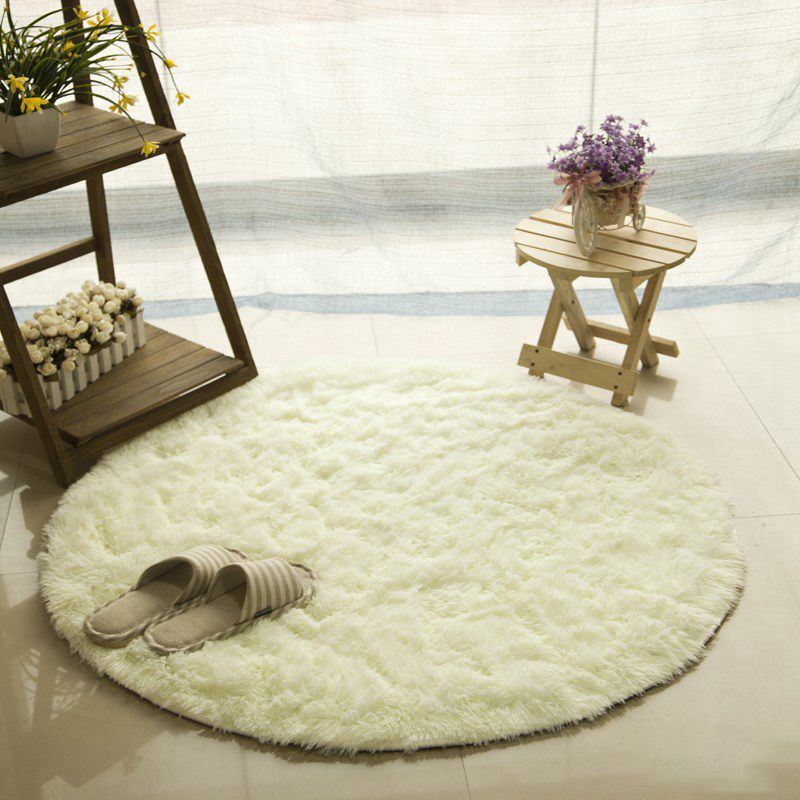 Modern Living Room Rug Multi Color Plain Carpet Faux Wool Machine Washable Indoor Rug