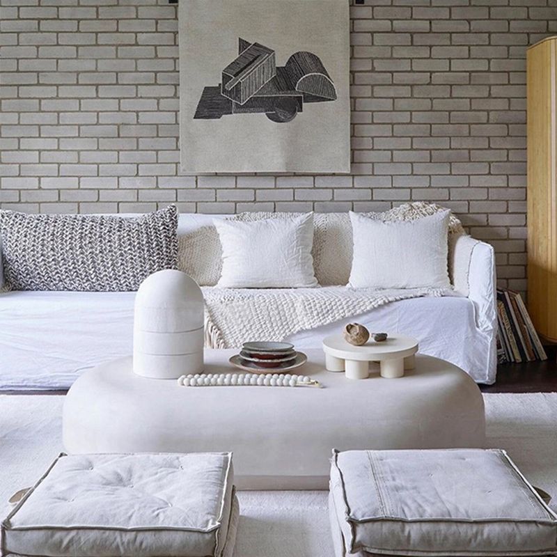 Contemporary 1 Single Coffee Table Oval Cocktail Table with Storage