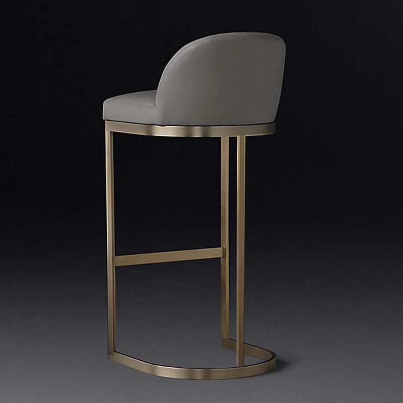 Glam Mental Leather Bar Stools Indoor Barstool with Iron Legs and Low Back