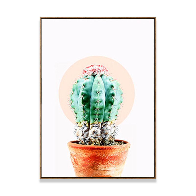 Minimalist Cactus Canvas Print Soft Color for Drawing Room Wall Art Decor, Multiple Size Options