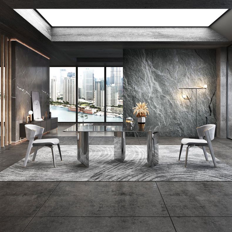 1/2/3 Pieces Modern Rectangle Tempered Glass Top Dining Set for Home