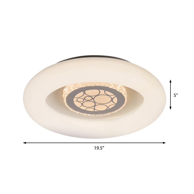 Luminaire encastré circulaire moderne en acrylique, plafonnier blanc Unique en naturel/blanc pour chambre à coucher