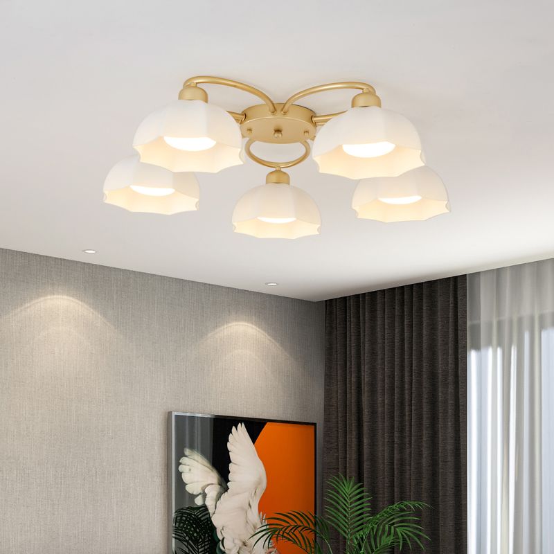 Nordic Style Ceiling Light Dome Shape Ceiling Lamp with Glass Shade for Living Room