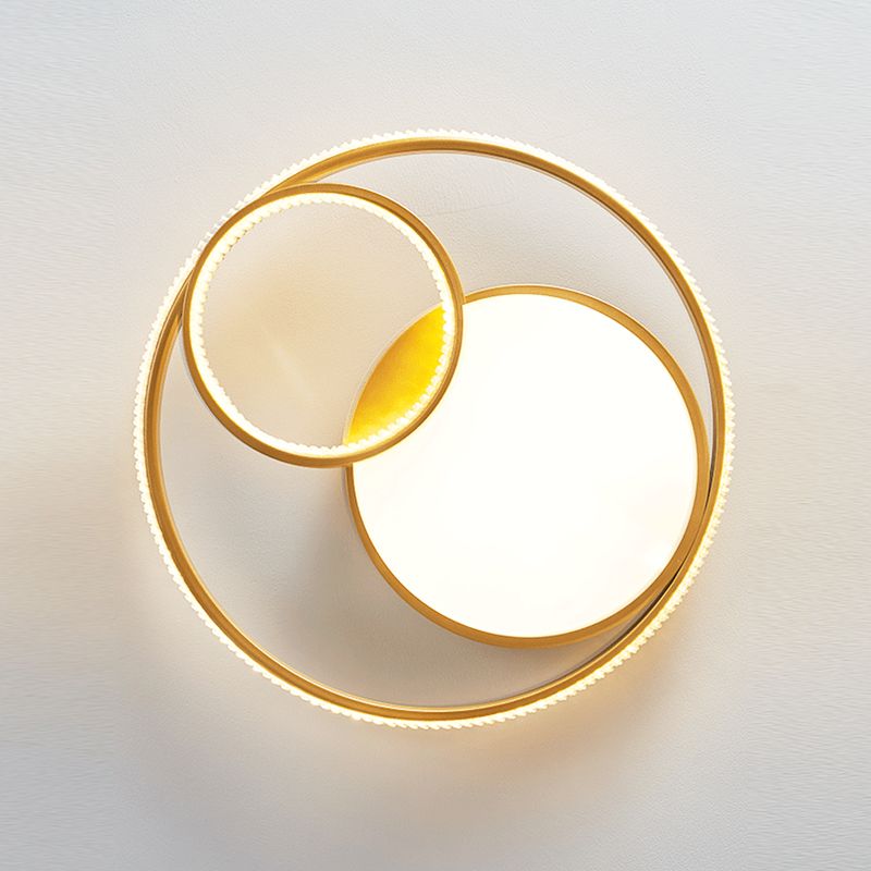 Luminaires encastrés en métal, plafonniers ronds nordiques avec abat-jour en acrylique pour chambre à coucher