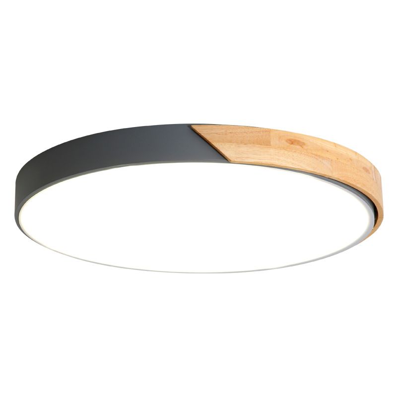 Plafonnier LED Style Macron avec cadre en métal et bois, plafonnier encastré pour salon