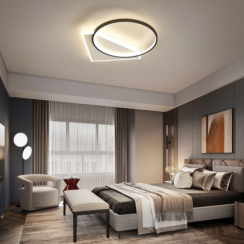 Metal Geometric Flush Mount Fixture Modern 2 Lights Flush Light Fixtures