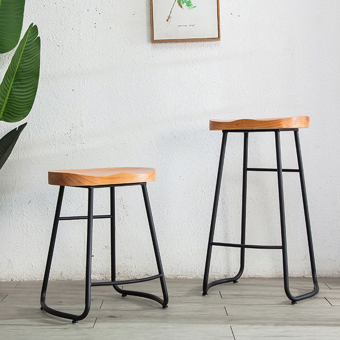 Contemporary Backless Solid Wood Bar Stool Matte Finish Indoor Stool