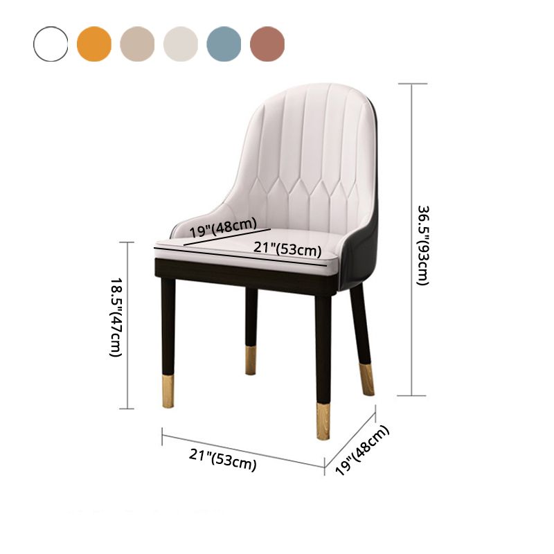 Glam Wood Dining Arm Chairs Faux Leather Dining Room Chairs for Home Use