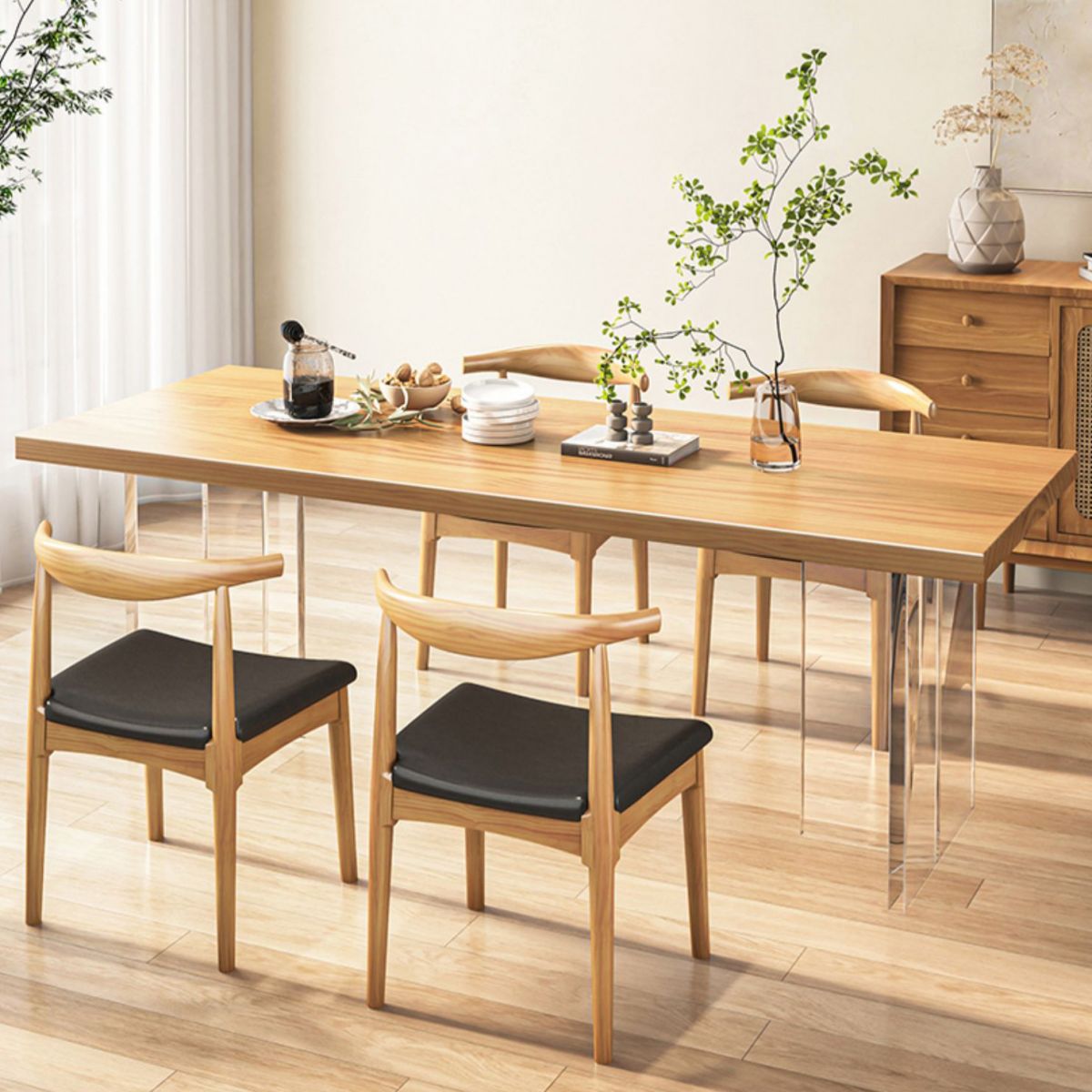 Industrial Double Pedestal Dining Table Pine Table for Dining Room Kitchen