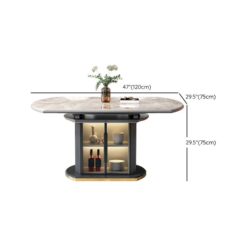 Modern Stone Foldable Dining Table with Lockers for Dining Room