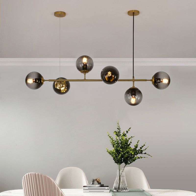 Modern Creative Style Pendant Lamp 6-Light Round Glass Island Light Fixture