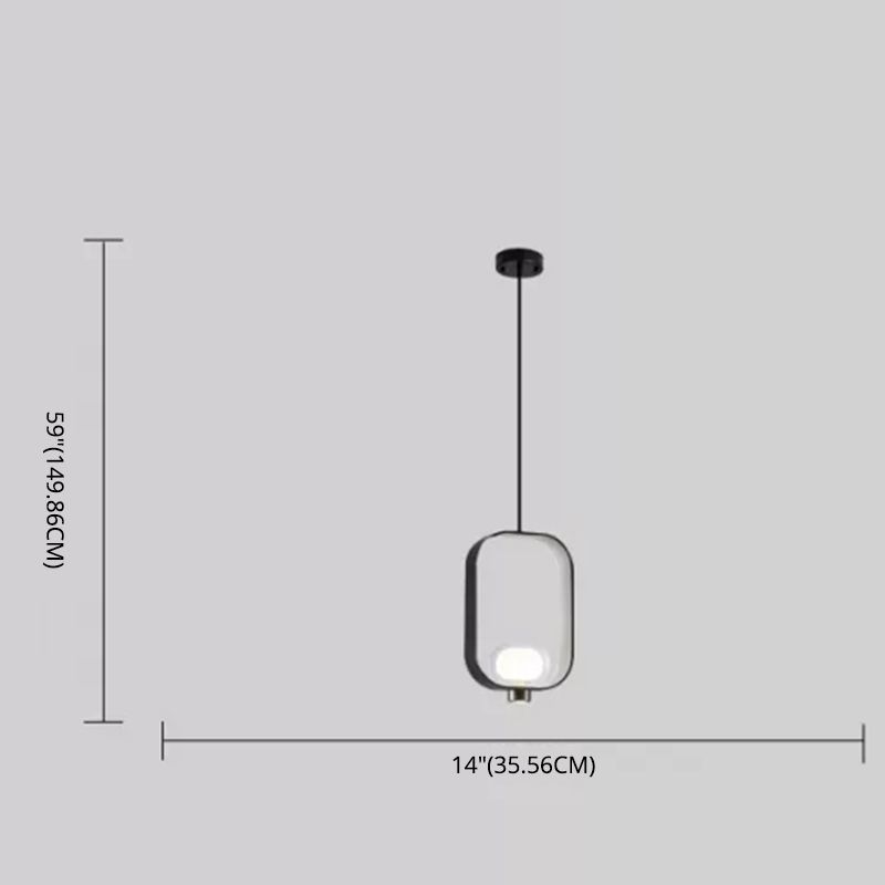 1 Light Spherical Pendant Light Nordic Retro Oval Metal Ring Shade Hanging Lamp in Black