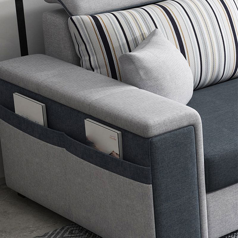 Dark Gray Removable Cushions Pillow Top Arm Sofa/Sectional with Slipcover and Storage