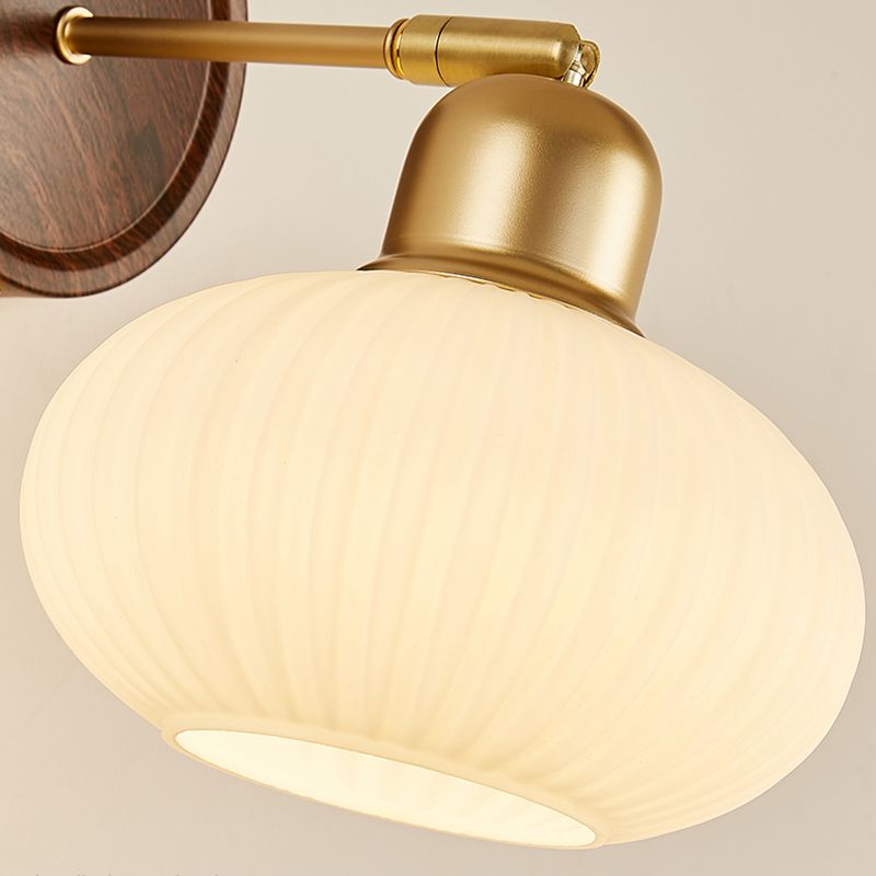 Nordic Style Wall Light Round Shape Wall Lamp with Glass Shade for Bedroom