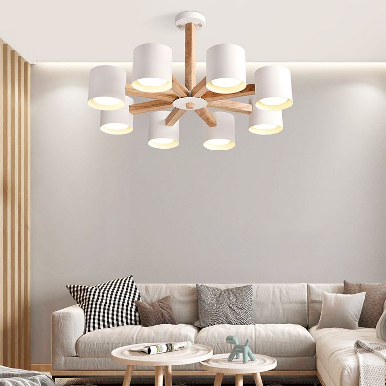 Nordic Modern Style Chandelier Lighting Fixtures Cylinder Wood Chandelier Lights