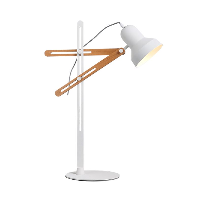 Mesa nocturna de dormitorio de granero Ligera industrial 1 iluminación de mesita de noche blanca clara con brazo de madera