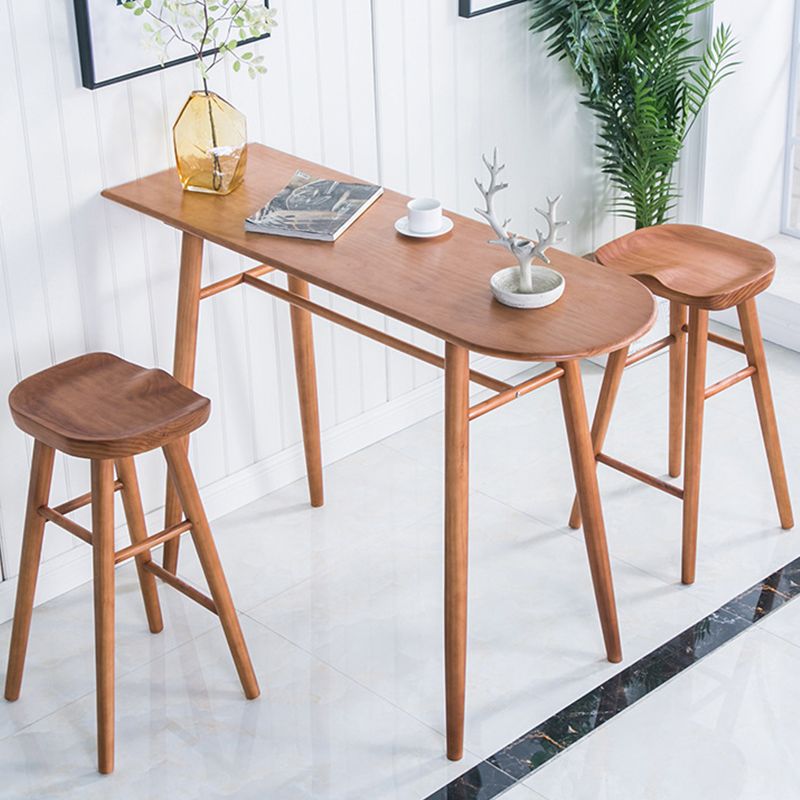 Industrial Armless Bar Stools Solid Wood Dining Stool with Footrest