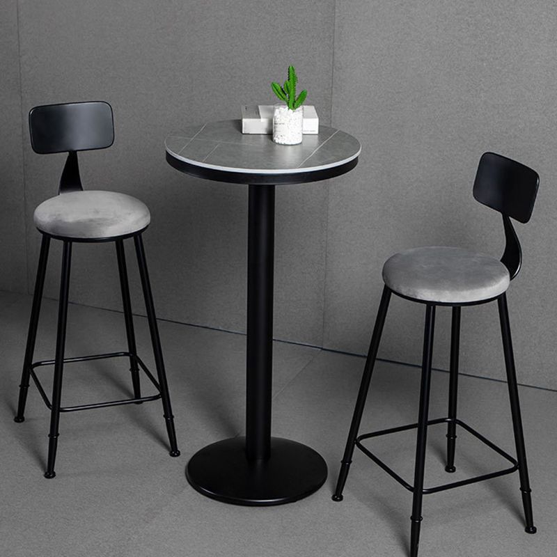 1/2/3 Pieces Industrial Iron Bar Table Set Round Bistro Set with Grey Stone Top